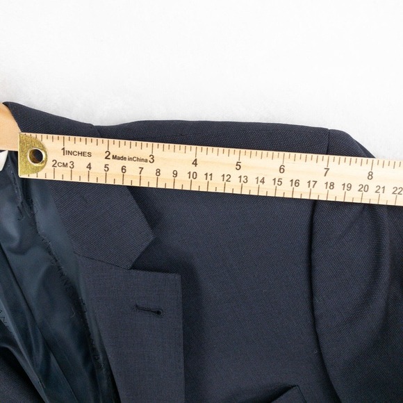 Jhane Barnes Blazer Jacket Mens 40R Blue 100% Wool Two Button Athletic Fit - Picture 9 of 14
